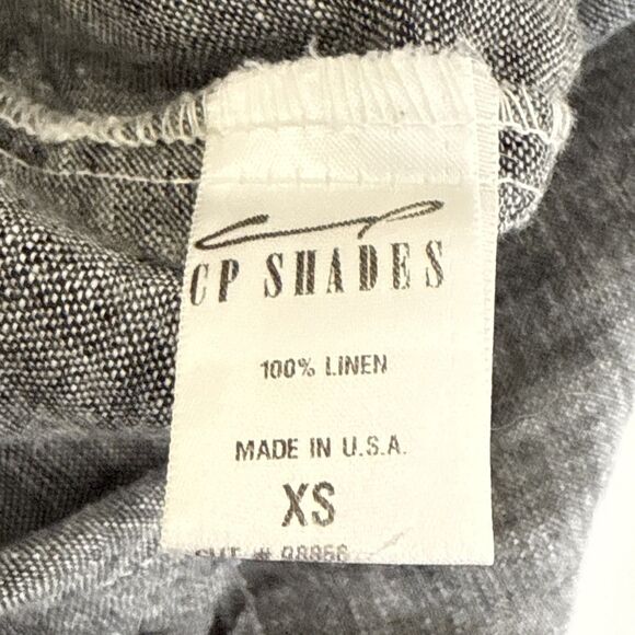 CP Shades 100% Linen Chambray Teton Tunic Blouse Dress Size XS Black Gray Top - Picture 12 of 13
